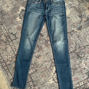 PAIGE Blue Skinny Jeans with Distressed Fading